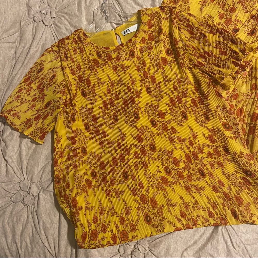 Zara Yellow Floral Maxi Dress - Size Small